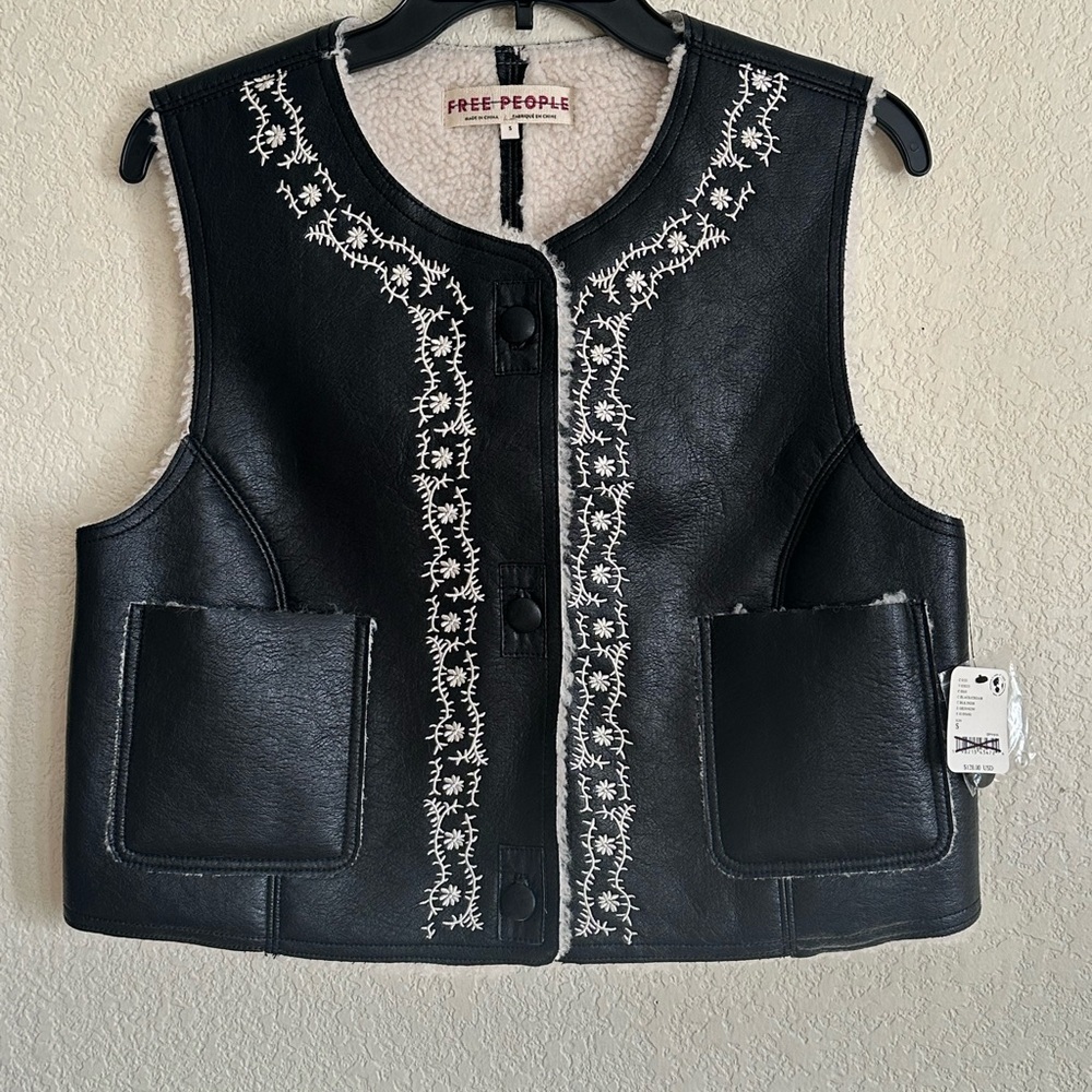 Free People Travelers Leather Vest NWT Sz S